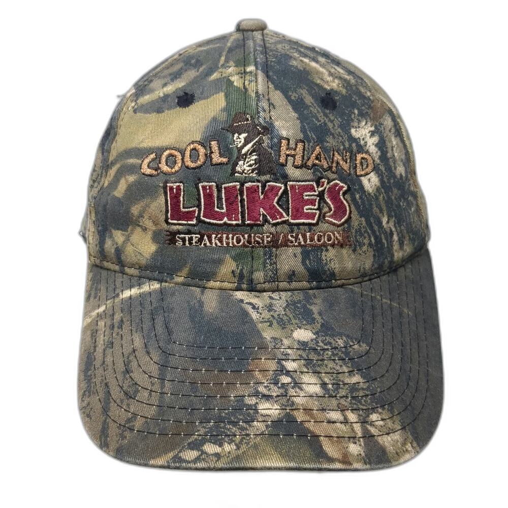 Port Authority Baseball Cap Green Red Gold OSFM Camo Eagle Idaho Steakhouse Hat